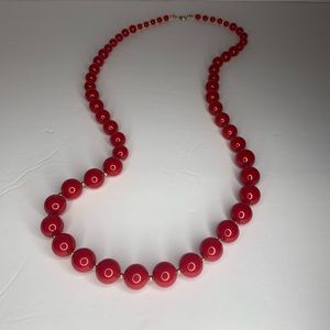 Vintage 1980’s Red & Gold Beaded Necklace